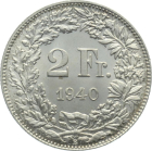 2 Franken 1940 B - fast stempelglanz